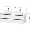 Duravit Ketho 2 wastafelonderbouwkast incl. consoleplaat met 4 laden voor waskom links 160x55x56.8cm met handgrepen antraciet noten mat SW771929