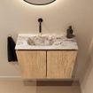MONDIAZ TURE-DLUX 60cm toiletmeubel Washed Oak. EDEN wastafel Glace positie links. Zonder kraangat. SW1103623