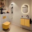 MONDIAZ TURE-DLUX 60cm toiletmeubel Ocher. EDEN wastafel Opalo positie rechts. Met 1 kraangat. SW1104457