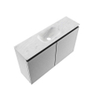 MONDIAZ TURE-DLUX 80cm toiletmeubel Plata. EDEN wastafel Opalo positie midden. Met 1 kraangat. SW1104458