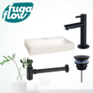 FugaFlow Eccelente Arredo fonteinset - 38x7x24cm - 1 kraangat - keramiek - fonteinkraan zwart mat - glans wit - SW1125282