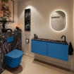 MONDIAZ TURE-DLUX 120cm toiletmeubel Jeans. EDEN wastafel Lava positie rechts. Met 1 kraangat. SW1103872