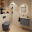 MONDIAZ TURE-DLUX 60cm toiletmeubel Dark Grey. EDEN wastafel Ostra positie links. Zonder kraangat. SW1104857