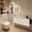 MONDIAZ TURE-DLUX 120cm toiletmeubel Talc. EDEN wastafel Glace positie links. Met 1 kraangat. SW1103100