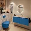 MONDIAZ TURE-DLUX 120cm toiletmeubel Jeans. EDEN wastafel Glace positie midden. Met 1 kraangat. SW1103352