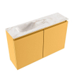 MONDIAZ TURE-DLUX 80cm toiletmeubel Ocher. EDEN wastafel Frappe positie links. Met 1 kraangat. SW1102879
