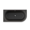 Plieger Kansas Hoekbad - 155x80x60cm - hoek links - met waterinlaat - met af- en overloopgarnituur - met poten - acryl - mat zwart SW1027765