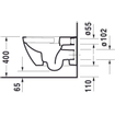 Duravit HappyD 2 wandcloset diepspoel spoelrandloos met verdekte bevestiging 36.5x54cm m. WG mat antraciet SW358139