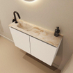 MONDIAZ TURE-DLUX 80cm toiletmeubel Talc. EDEN wastafel Frappe positie links. Met 1 kraangat. SW1102594