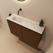 MONDIAZ TURE-DLUX 80cm toiletmeubel Rust. EDEN wastafel Ostra positie links. Zonder kraangat. SW1105040