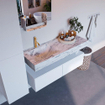 MONDIAZ ALAN - DLUX Badkamermeubelset - 120cm - onderkast - Talc - 2 lades - vrijhangende wastafel - wasbak links - 1 kraangat - Glace SW805398