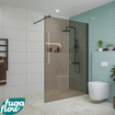 FugaFlow Eccelente Vetro inloopdouche badkamer - 140x200cm - rookglas - wandarm - mat zwart SW1124803