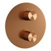 BRAUER Copper Carving thermostatische Inbouw Regendouche - 3-weg - rond - set 94 - 30cm hoofddouche - gebogen muurarm - 3-standen handdouche - doucheslang - geïntegreerde glijstang - koper geborsteld PVD SW1159137