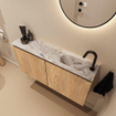 MONDIAZ TURE-DLUX 100cm toiletmeubel Washed Oak. EDEN wastafel Glace positie rechts. Met 1 kraangat. SW1103626