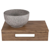 Differnz fonteinset - 40x21x10cm - Rechthoek - 0 kraangaten - grijs/grof terazzo waskom - Hout bruin eiken SW794634