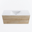 MONDIAZ VICA 120cm badmeubel onderkast Washed Oak 2 lades. Wastafel CLOUD midden 1 kraangat, kleur Talc. SW1381901
