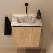 MONDIAZ TURE-DLUX 40cm toiletmeubel Washed Oak. EDEN wastafel Glace positie midden. Zonder kraangat. SW1103583