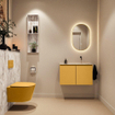 MONDIAZ TURE-DLUX 80cm toiletmeubel Ocher. EDEN wastafel Glace positie rechts. Zonder kraangat. SW1103411