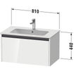 Duravit Ketho 2 wastafelonderbouwkast met 1 lade 81x48x44cm met greep antraciet hoogglans wit SW772926