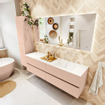 MONDIAZ Vica Badkamermeubelset - 170cm - onderkast rosee - 4 lades - wastafel cloud rechts - zonder kraangaten - 60cm hoge versie - talc SW1083395