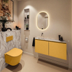 MONDIAZ TURE-DLUX 100cm toiletmeubel Ocher. EDEN wastafel Glace positie links. Zonder kraangat. SW1103379