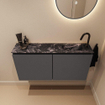 MONDIAZ TURE-DLUX 100cm toiletmeubel Dark Grey. EDEN wastafel Lava positie rechts. Met 1 kraangat. SW1103750