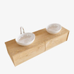 MONDIAZ LUSH Badkamermeubelset - 150cm - 2 lades - wastafel BARCO - 2 wasbakken - 2 kraangaten - washed oak SW409608