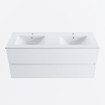 MONDIAZ VICA 120cm badmeubel onderkast Talc 2 lades. Wastafel DENIA dubbel 2 kraangaten, kleur Glanzend Wit. SW1381836