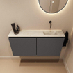 MONDIAZ TURE-DLUX 100cm toiletmeubel Dark Grey. EDEN wastafel Ostra positie rechts. Zonder kraangat. SW1104794