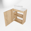 Mondiaz Fowy Toiletmeubel - 40x50x23cm - washed oak mat - 1 kraangat - wasbak links - 1 deur - solid surface - blad Melamine - wasbak: Wit / Zwart SW761433