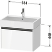 Duravit Ketho 2 wastafelonderbouwkast met 1 lade 68.4x46x44cm met greep antraciet hoogglans wit SW771781