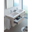 Duravit Me by starck dubbele wastafel 130x49cm 2 kraangaten met overloop wit SW88244