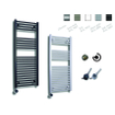 Sanicare Elektrische Design Radiator - 111.8 x 45 cm - 596 Watt - thermostaat chroom linksonder - zilver grijs SW890932