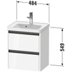 Duravit Ketho 2 wastafelonderbouwkast met 2 laden 48.4x37.5x54.9cm met grepen antraciet eiken zwart mat SW772309