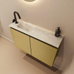 MONDIAZ TURE-DLUX 80cm toiletmeubel Oro. EDEN wastafel Ostra positie links. Met 1 kraangat. SW1104969