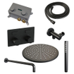 BRAUER Black Carving Thermostatische Regendouche inbouw - drukknoppen - SET 52 - 30cm hoofddouche - gebogen muurarm - staaf handdouche - doucheslang - wandaansluitbocht - zwart mat SW925389