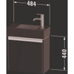 Duravit Ketho 2 wastafelonderbouwkast met 1 deur 48.4x23.8x44cm links, met greep antraciet betongrijs mat SW772646