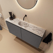 MONDIAZ TURE-DLUX 100cm toiletmeubel Dark Grey. EDEN wastafel Glace positie midden. Zonder kraangat. SW1103236