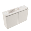 MONDIAZ TURE-DLUX 80cm toiletmeubel Linen. EDEN wastafel Frappe positie links. Zonder kraangat. SW1102843