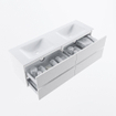 MONDIAZ VICA 150cm badmeubel onderkast Talc 4 lades. Wastafel CLOUD dubbel 2 kraangaten, kleur Talc. SW1381824