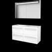 Basic-Line Premium 46 badkamermeubelset - 120x46cm - met grepen - 4 lades - acryl wastafel - 0 kraangaten - Spiegelkast - geintegreerde LED verlichting - MDF lak Ice White SW351401