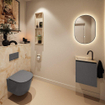 MONDIAZ TURE-DLUX 40cm toiletmeubel Dark Grey. EDEN wastafel Frappe positie links. Met 1 kraangat. SW1102722