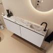 MONDIAZ TURE-DLUX 120cm toiletmeubel Linen. EDEN wastafel Glace positie rechts. Met 1 kraangat. SW1103350