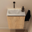 MONDIAZ TURE-DLUX 40cm toiletmeubel Washed Oak. EDEN wastafel Opalo positie links. Zonder kraangat. SW1104630