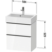 Duravit D-Neo wastafelonderkast 58.4x62.5x37.2cm 2 lades Betongrijs Mat SW640978