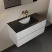 Mondiaz Aivy badmeubelset - 100x45x50cm - 0 kraangaten - 1 wasbak urban Solid surface - Midden - 2 lades - Zonder spiegel - MDF Talc SW892374