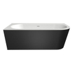 Xenz Charley XS Hoekbad - hoekopstelling links - 165x75cm - overloop - waste inox - bicolor wit/ebony SW382006