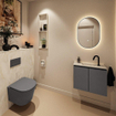 MONDIAZ TURE-DLUX 60cm toiletmeubel Dark Grey. EDEN wastafel Ostra positie midden. Met 1 kraangat. SW1104784
