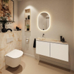 MONDIAZ TURE-DLUX 100cm toiletmeubel Talc. EDEN wastafel Frappe positie links. Zonder kraangat. SW1102604