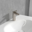 Villeroy & Boch Antao Eengreeps wastafelkraan - met Push-Open afvoergarnituur - Matt Brushed Nickel (RVS) SW974161